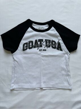 GOAT USA Short Sleeve Black and White Crop Tee